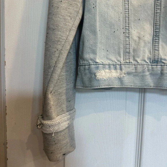 Mudd Distressed Hooded Jean Button Up Jacket Girls Size Large - Picture 4 of 5